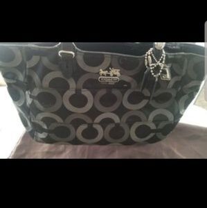 Authentic Blk/Gray Signature logo Coach handbag